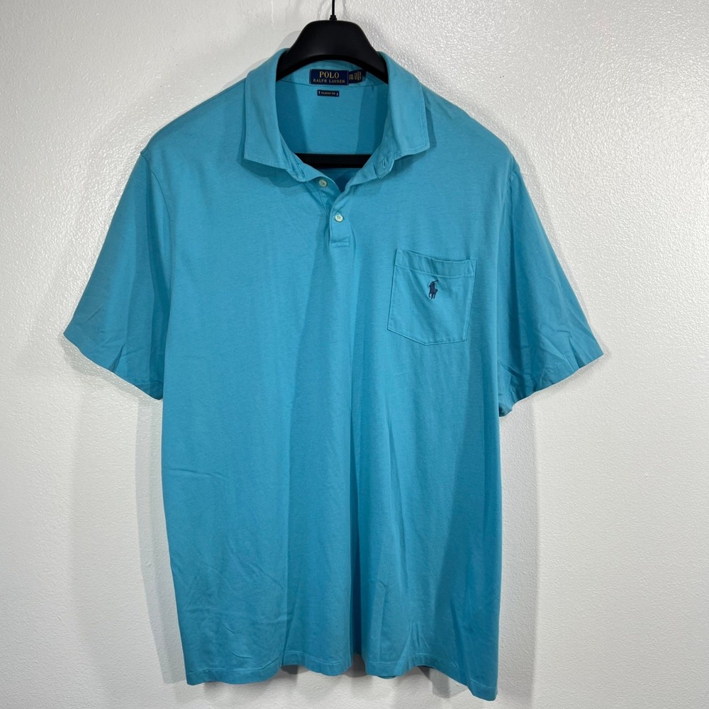 Polo Ralph Lauren Classic Fit Shirt XXL Turquoise Teal Blue Pocket Pony Flaw